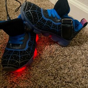 Kids Spider Web Light-Up Sneakers - Black and Blue